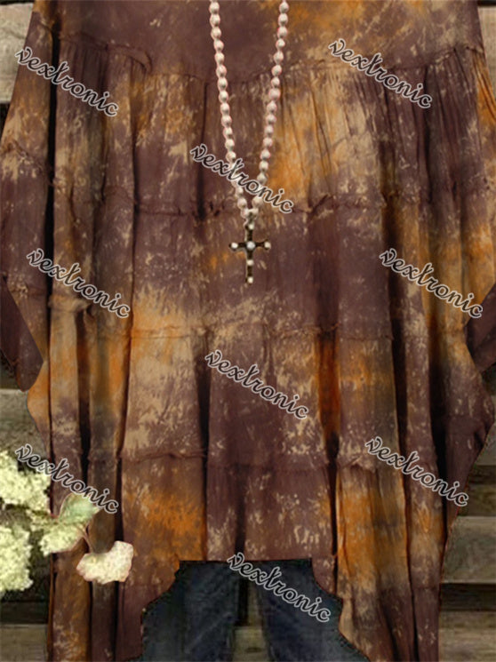 Women Half Sleeve V-neck Solid Color Dress