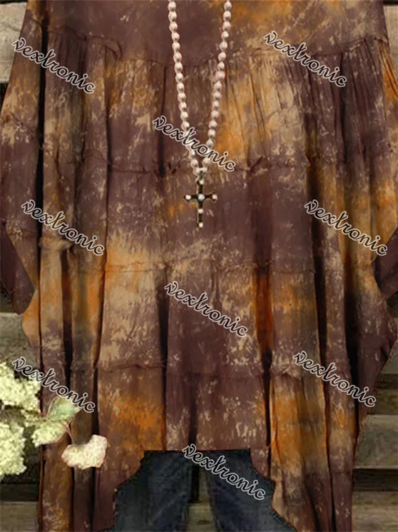 Women Half Sleeve V-neck Solid Color Dress