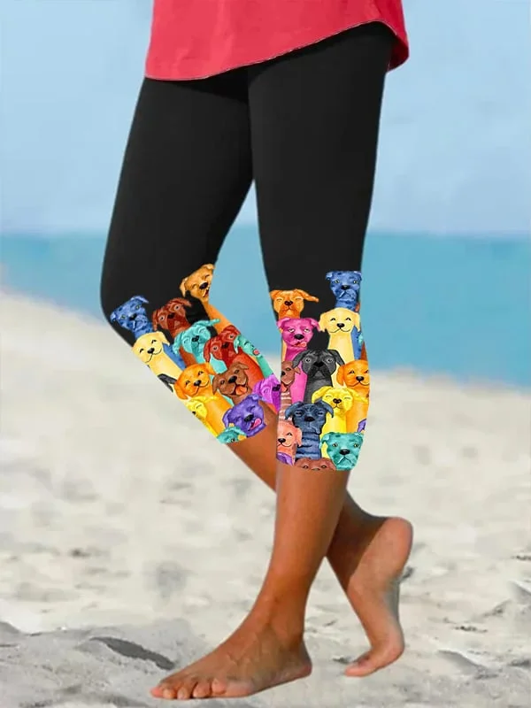 Women's Colorful Dog Print Leggings