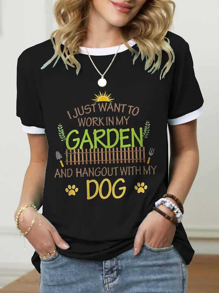 Bestdealfriday I Just Want Yo Work In My Garden And Hangout With My Dog Paw T-Shirt