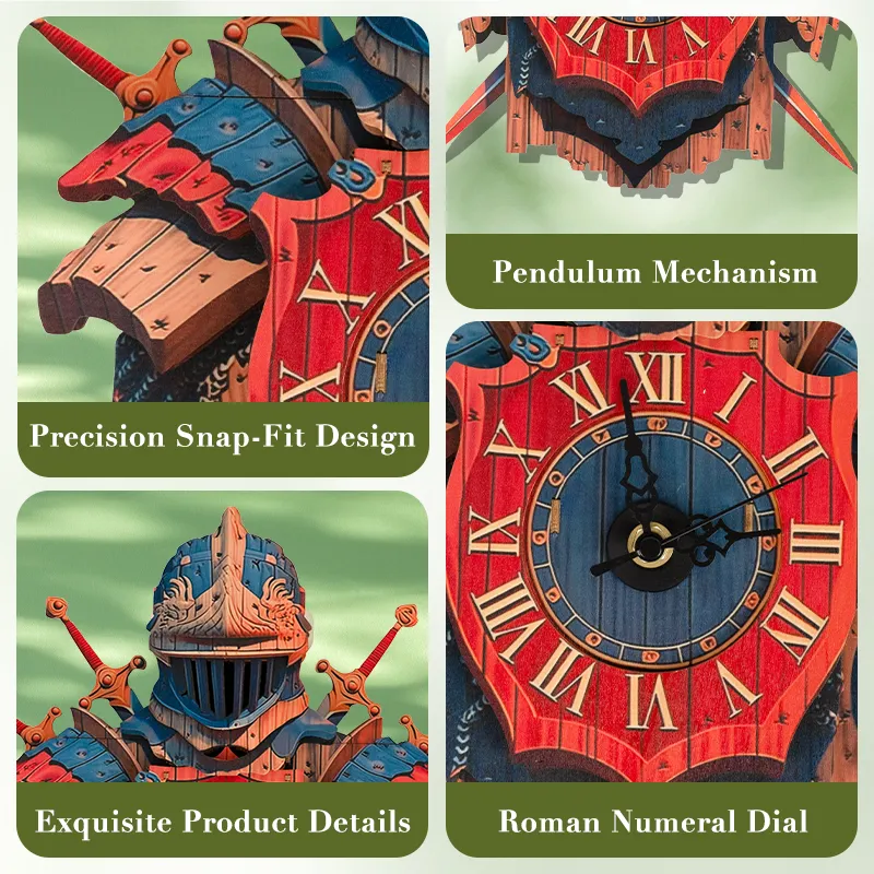 Knight&rsquo;s Shield Timepiece Wooden Clock Puzzle