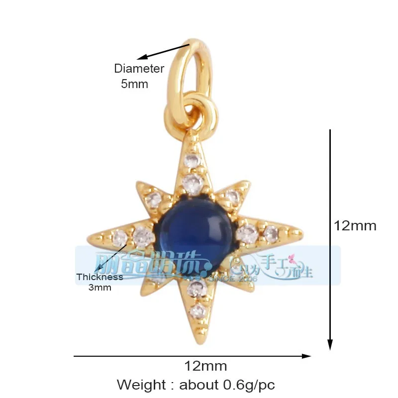 1 Piece 12 * 23mm 15*15mm 5*12mm Hole 5~5.9mm Half 925 Silver Zircon Sun Moon Pendant Jewelry Accessories