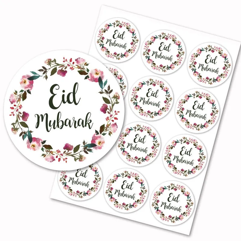 120pcs EID Mubarak Paper Sticker Gift Box Lable Seal Stickers Islamic Muslim Eid Al-fitr Decoration Ramadan Kareem Supplies 3cm