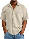 2025 Men's Casual Loose And Comfortable Textured Embroidery Shirt