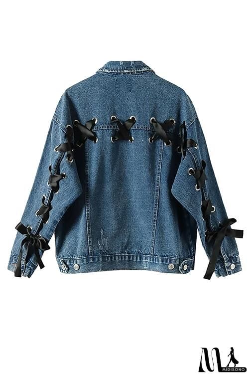 MidiSono - Lace Up Denim Jackets