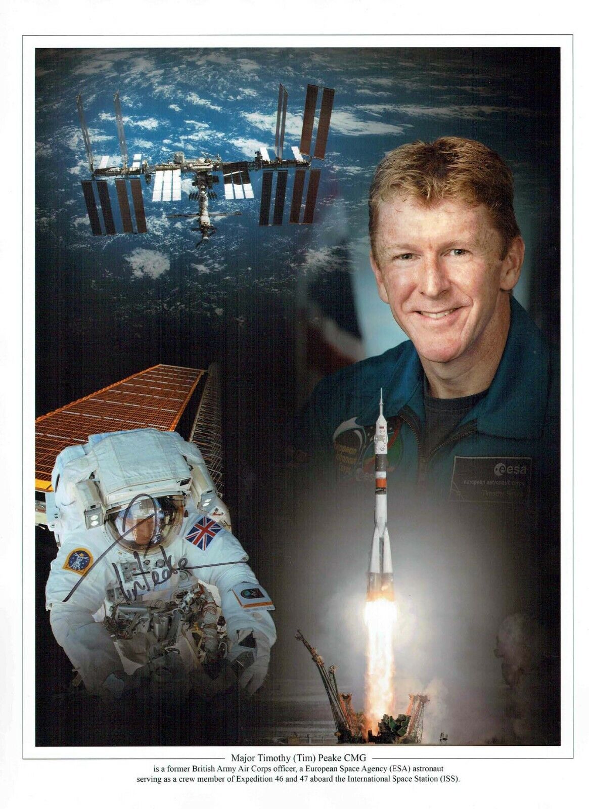 Tim PEAKE British Space Astronaut ESA Signed 16x12 Montage Photo Poster painting 2 AFTAL COA RD