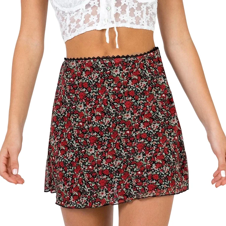 Printed Casual Skirt High Waist Short Skirts Summer Lightweight Skirts for Women-Annaletters