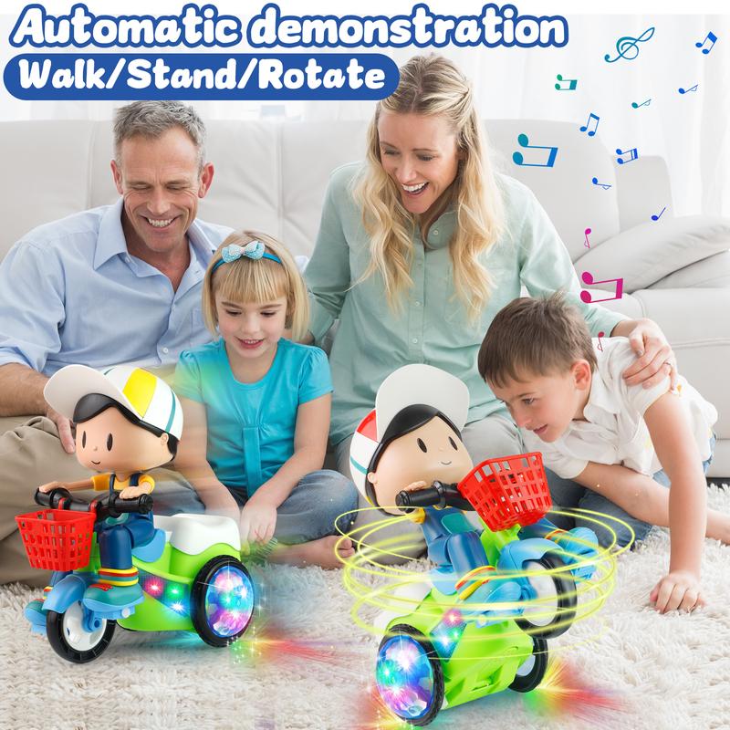 Kids Electric Stunt Tricycle Toy with Lights Music Wiggling Action & Obstacle Avoidance Fun for Toddlers Christmas Gift Idea