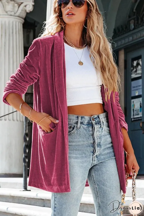 It's Just A Crush Pocketed Velvet Blazer
