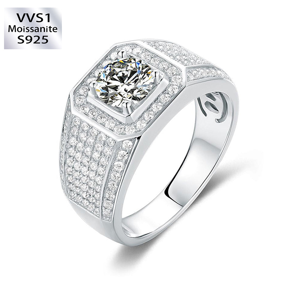 2.0 Carats VVS1 Moissanite Men Ring