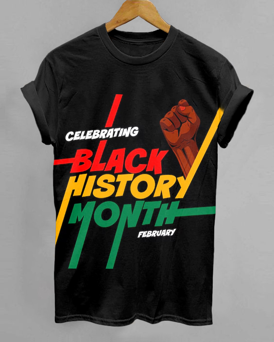 Black History Month Colorful Lettering Crew Neck Short Sleeve Tshirt