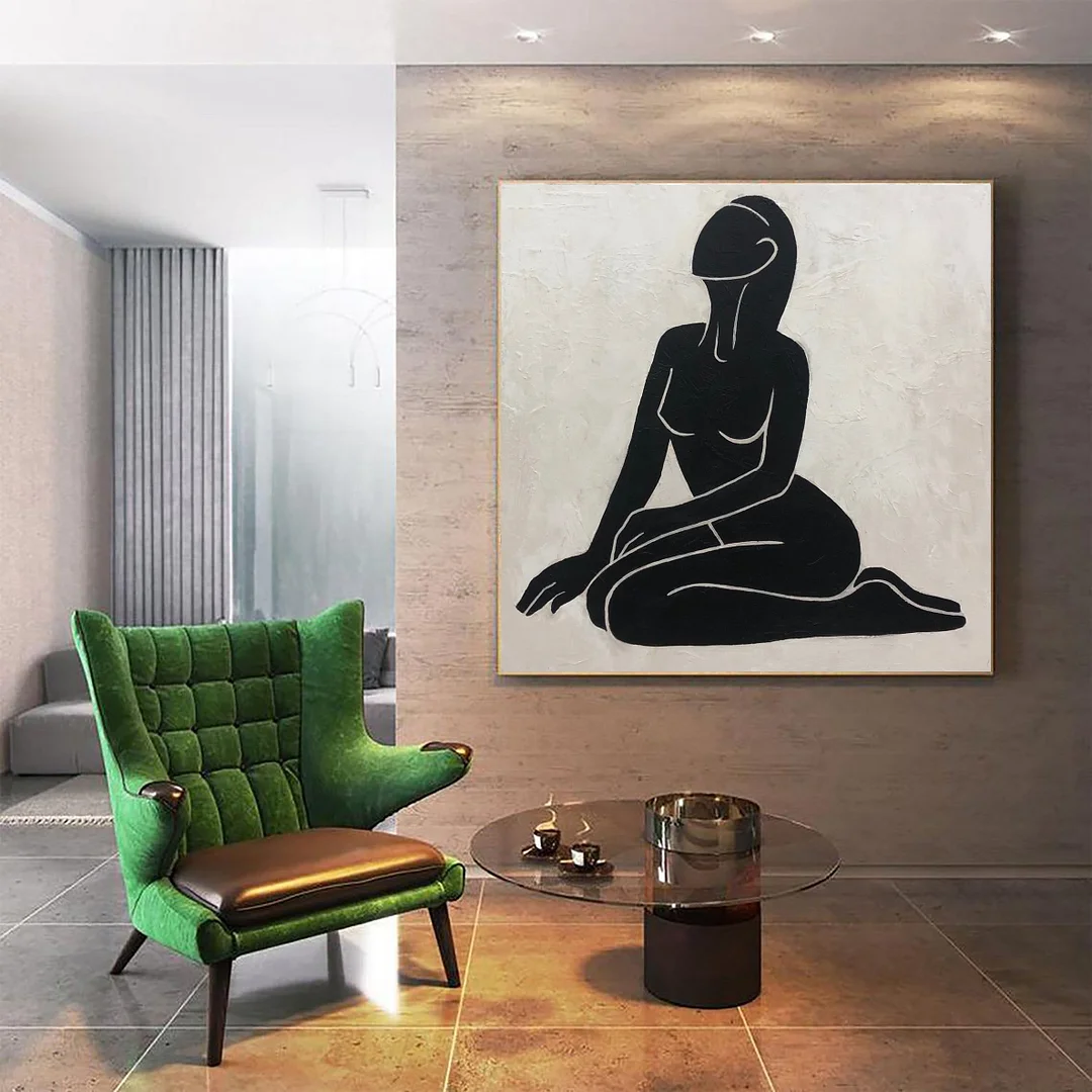 Abstract Nudes Painting Canvas Abstract Nude Woman Painting Black and White Wall Art Handmade Oil Painting Abstract Sexy Wall Art | NAKED BEAUTY