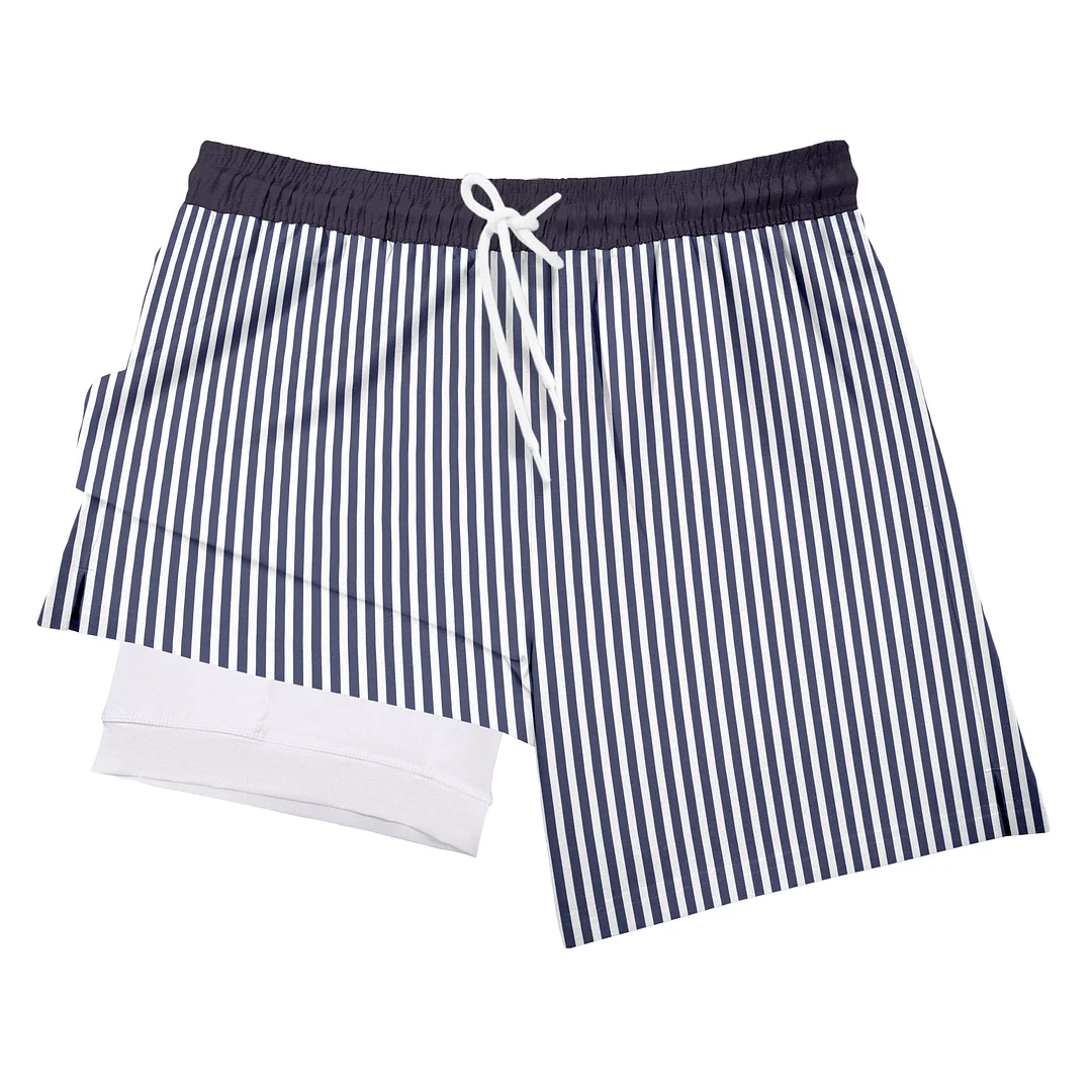 Light Blue Stripe  (Hybrid Gym/Swim Shorts)