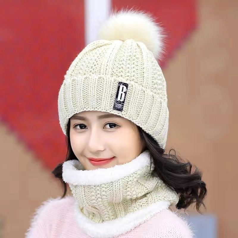 Winter Hat Women’s Korean-style Fleece-lined Thick Wool Hat Warm Scarf Mother Women’s Autumn And Winter Knitted Hat Winter