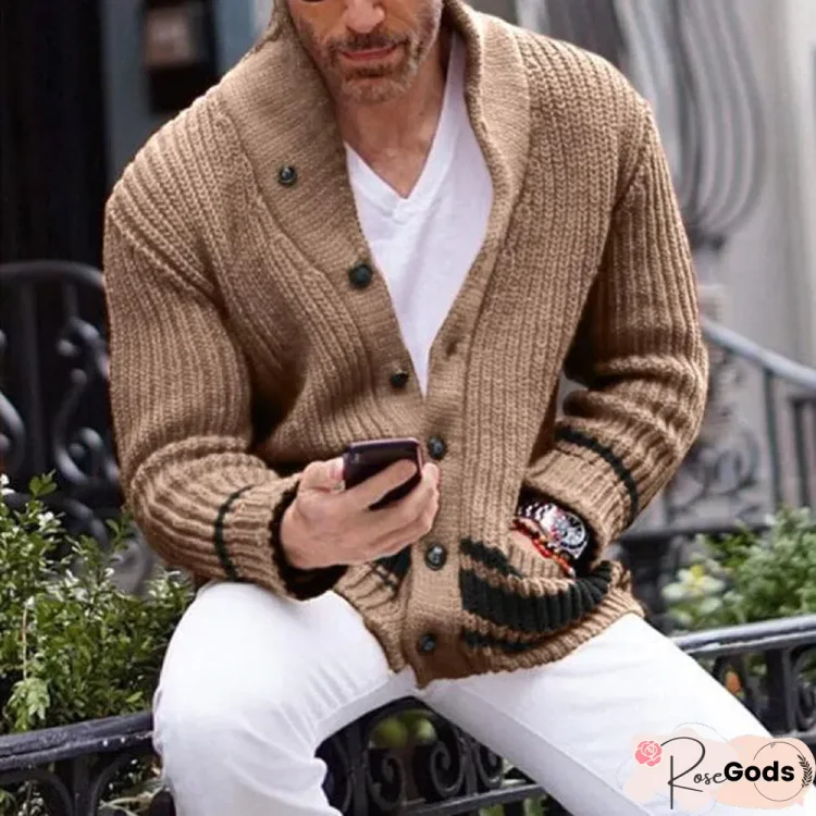 Casual Solid Color Half-Turtleneck Button Sweater Men