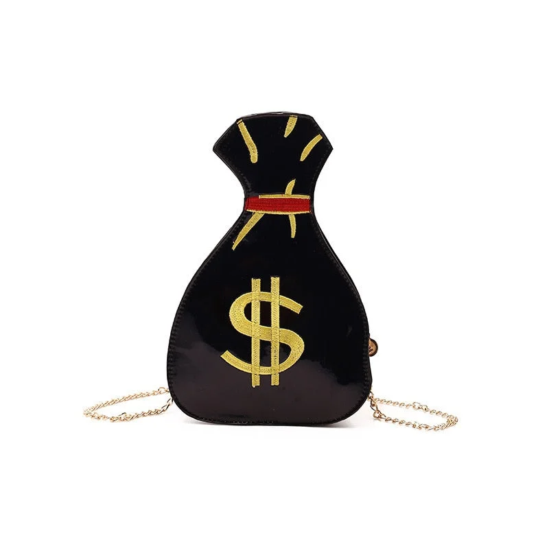 creative funny laser money shape women shoulder bags designer chains messenger crossbdoy bag luxury pu leather gold small purses