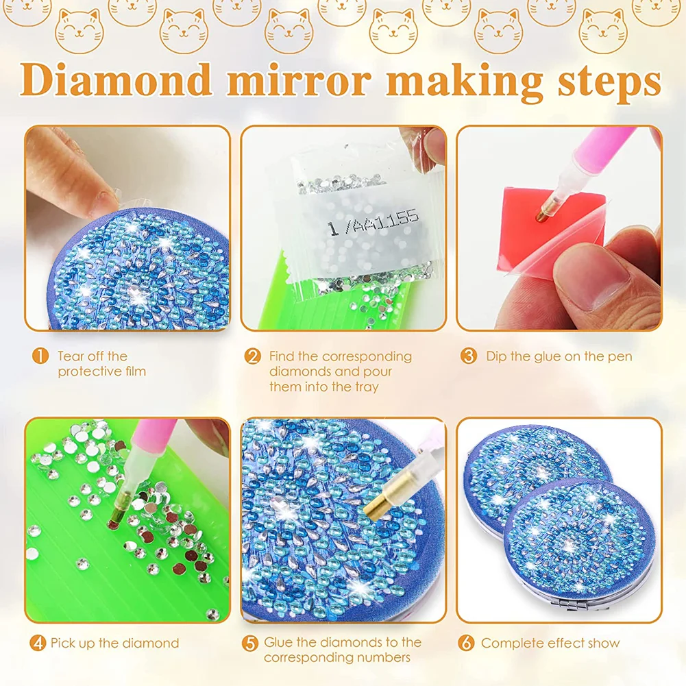 DIY Crystal Diamond Mirror Portable Datura Art Craft Set for Girl