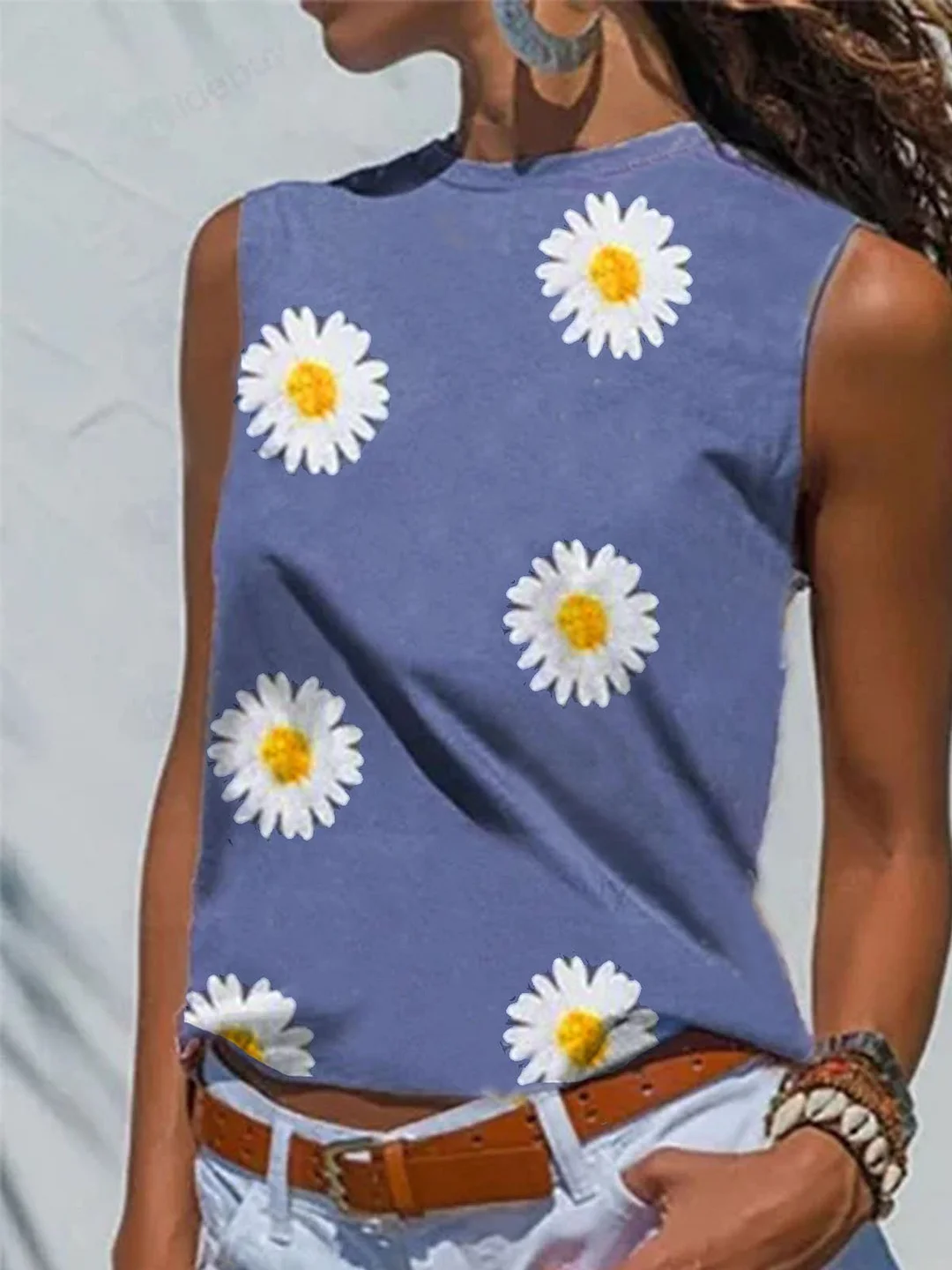 Casual Floral Cotton-Blend Floral-Print Shirts & Tops