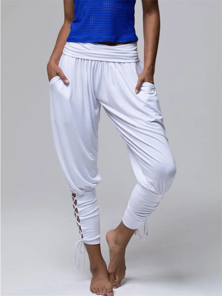 Laced Pleated Comfy Soft Yoga Pants