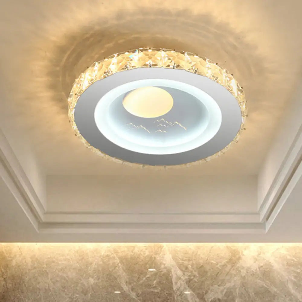 Stylish Mini Led Ceiling Flush Mount Crystal Light Fixture For Corridor Stainless - Steel / B