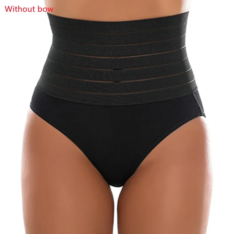 Coloriented SH016 Women Hollow Out Shaper Panties Tummy Control Thong Breathable High Waist with Bow Underwear Butt Lifter Pants