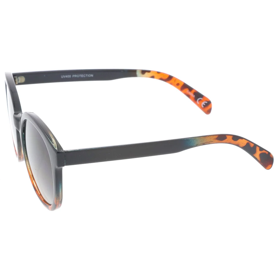 Oversize Horn Rimmed Flat Lens Round glasses 55mm