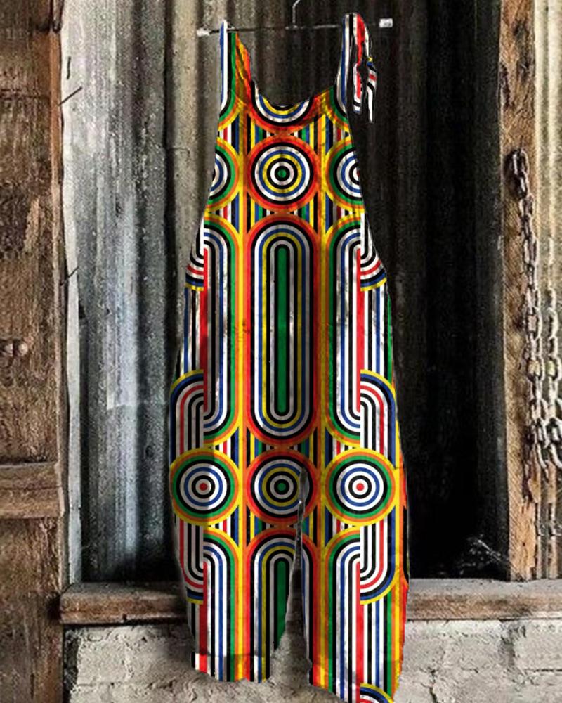 Black Line Contrasting Printed Women's Jumpsuit