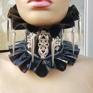 pornhint Pornhint PVC Gothic Posture Collar,Corset Collar,Fetish Collar,Lace up Collar,Pleated Choker,Vintage Choker