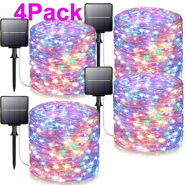 Solar String Lights Outdoor Waterproof, 1/2/4-Pack 1/2/5/10/15/20/30m LED Solar/USB Powered Fairy Lights with 8 Lighting Modes, Solar String Lights for Patio, Christmas, Party, Wedding - Shop Trendy Women's Fashion | TeeYours