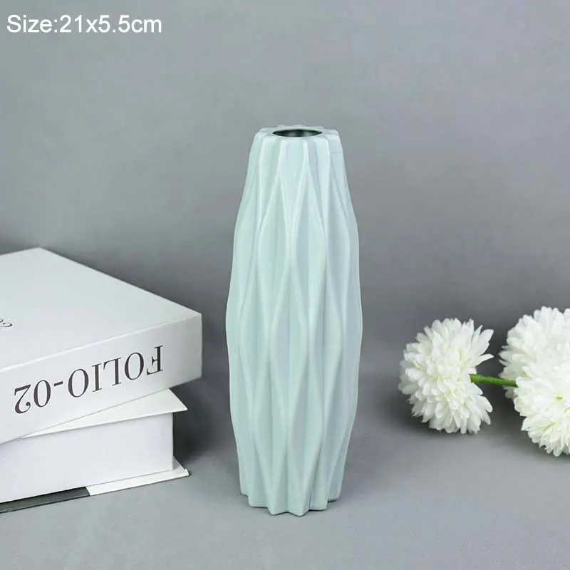 Modern Flower Vase White Pink Plastic Vase Flower Pot Basket Nordic Home Living Room Decoration Ornament Flower Arrangement