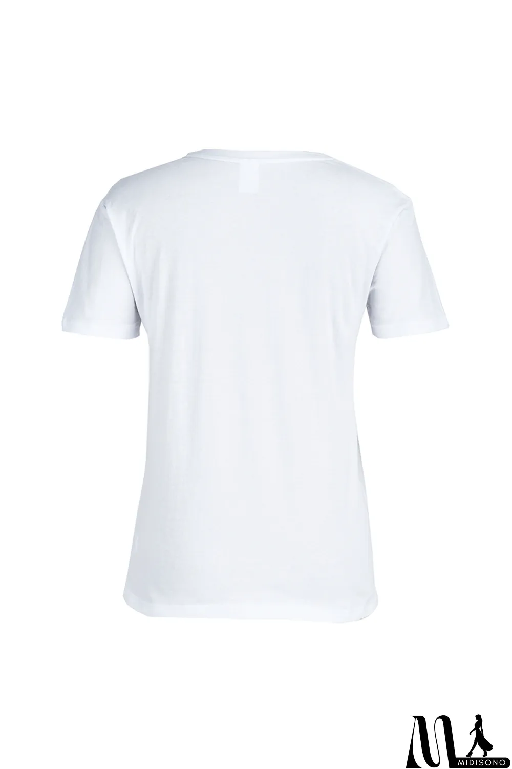 MidiSono - White Casual Street Print Patchwork Letter O Neck T-Shirts