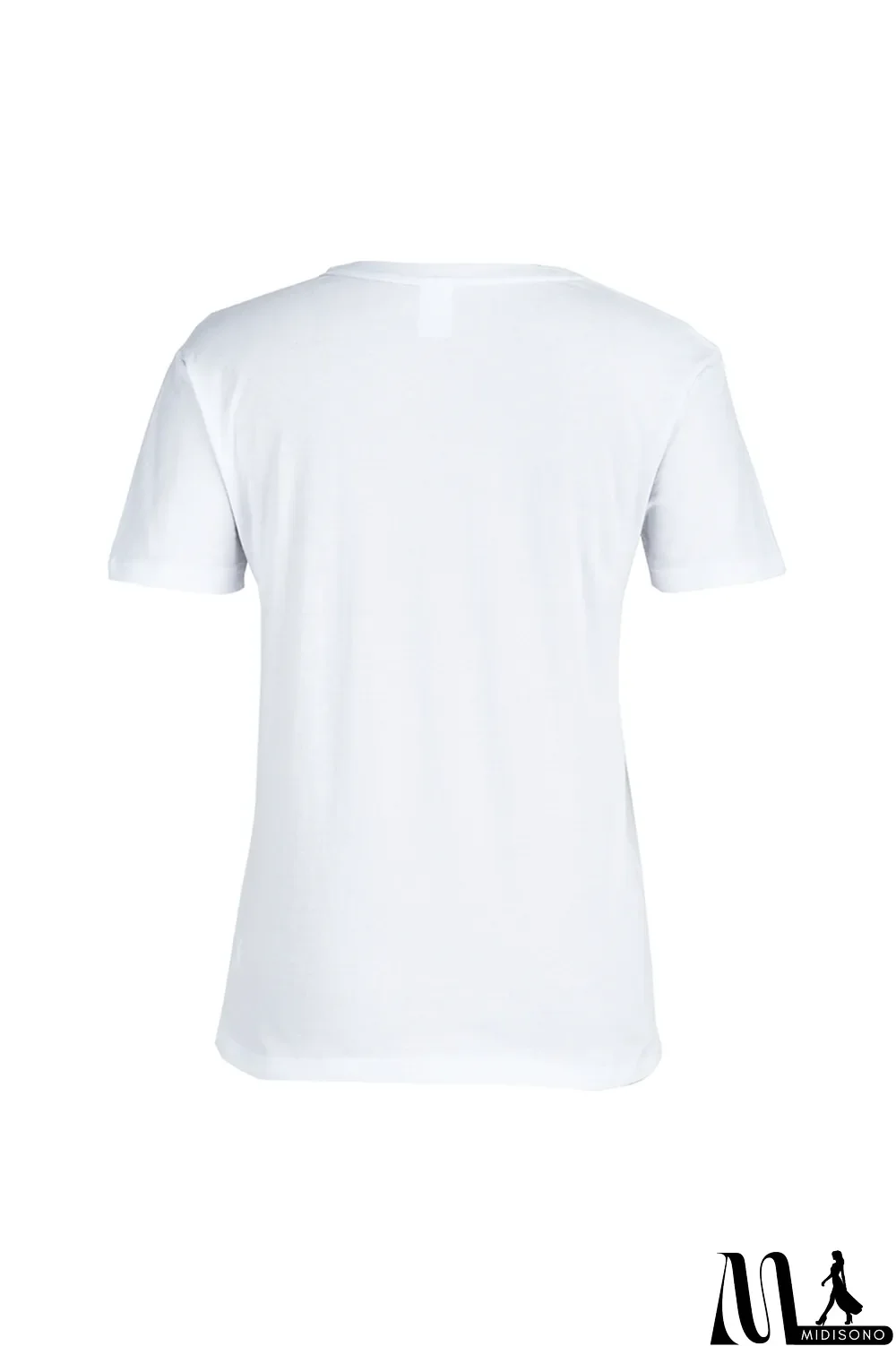 MidiSono - White Casual Street Print Patchwork Letter O Neck T-Shirts