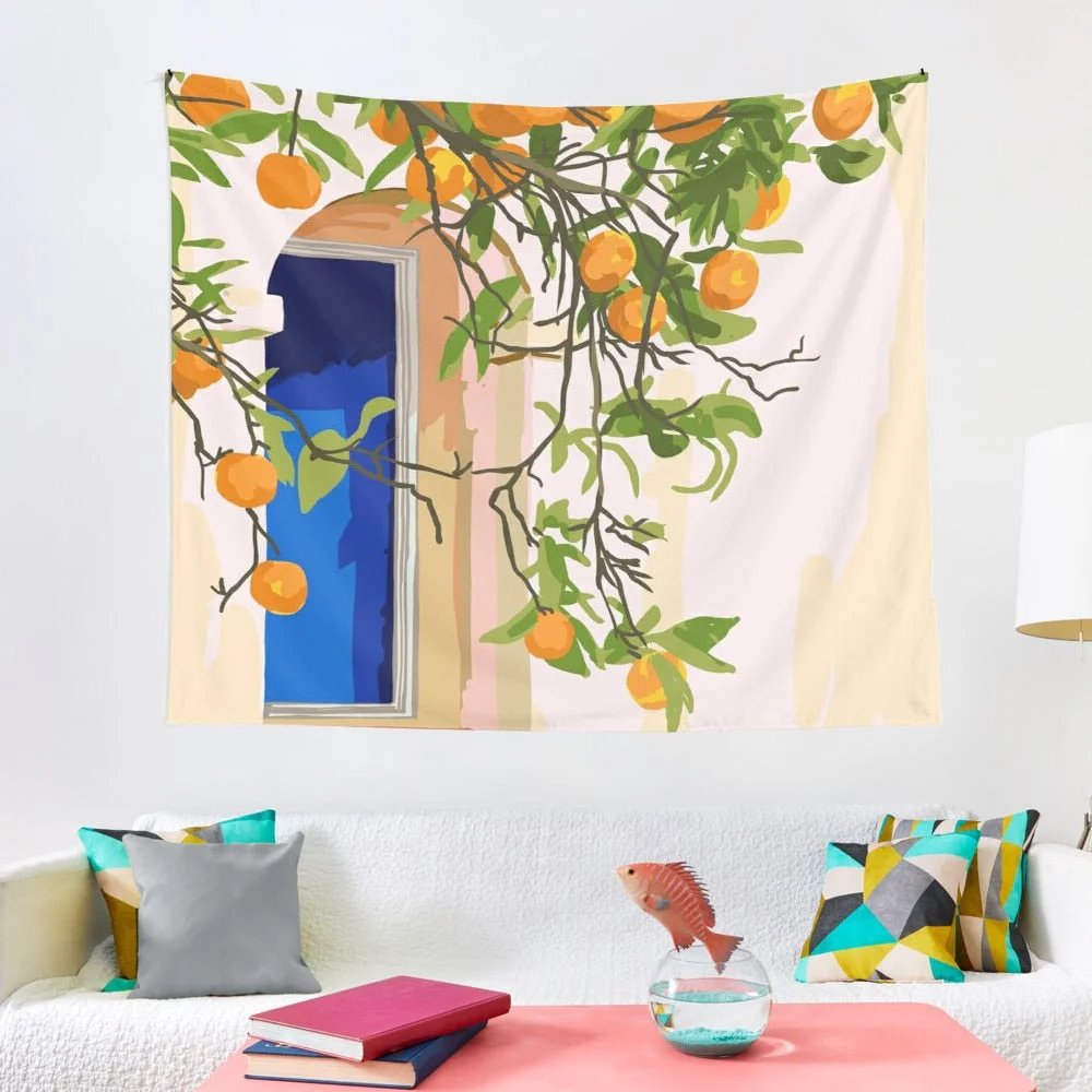 plant illustration Tapestry Blanket Table Cloth Window Fruit Branch Hippie ins Tapestries Picnic Blanket edroom Decoration