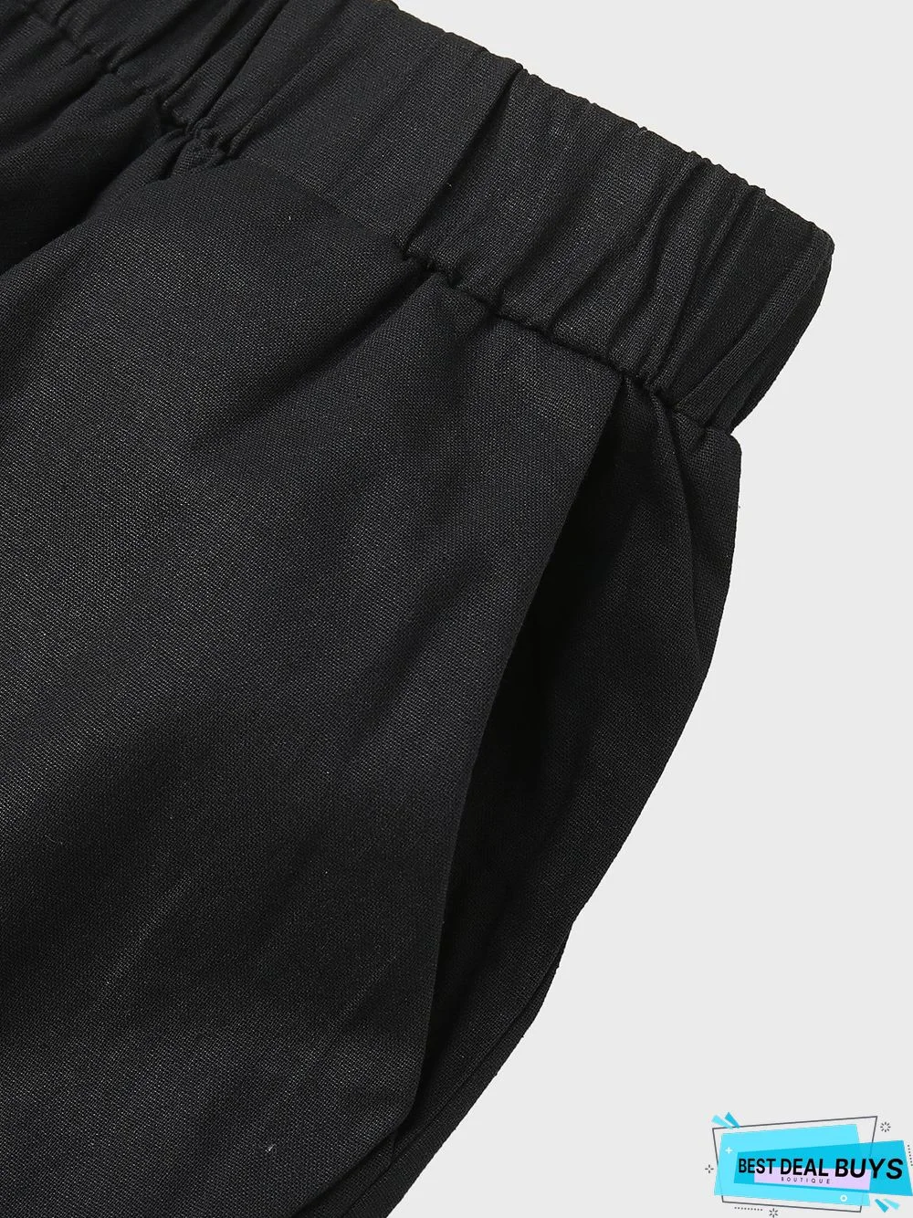 Black Linen Shift Solid Casual Pants