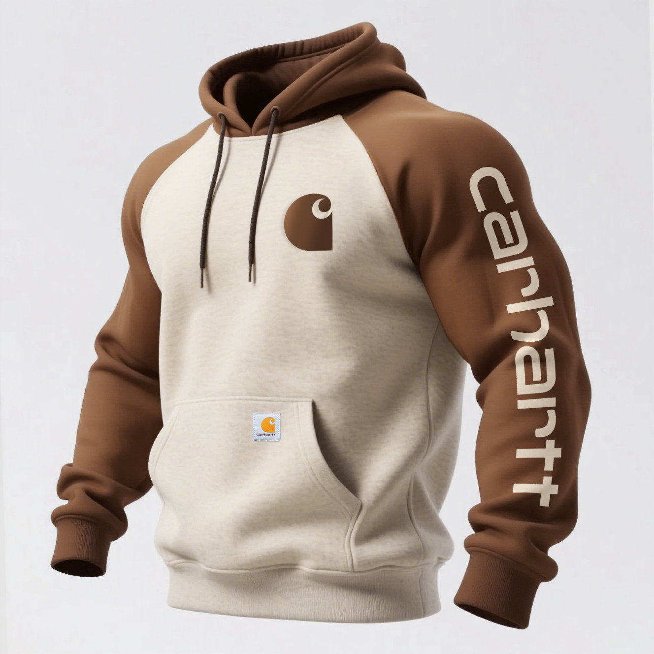 Stylish Two-Tone Hoodie with Logo Detailing for Everyday Wear