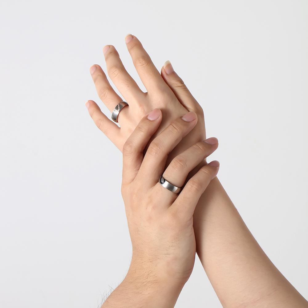 To My Love Ring Set Half Heart Matching Ring Promise Ring for Couple Engraving Text Rose Gold Personalised Ring for Her-Jessemade AU