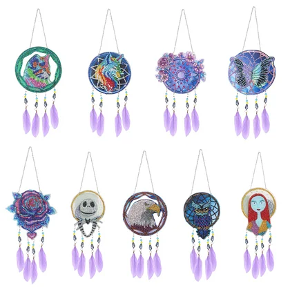 Crystal Diamond Painting Table Ornaments Dreamcatcher Wolf 5D DIY Diamond  Art Table Decorations Special Shaped Gem Embroidery By Number Kit Arts Craft