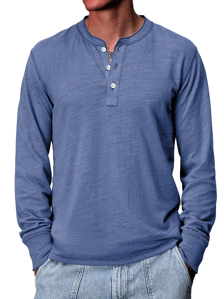 Men's Fashion And Casual Long-sleeved Base Henley Shirt
