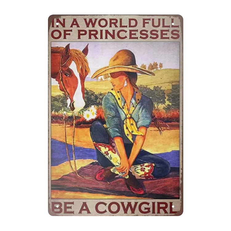 Cowboy - enseigne vintage en étain - 7.9x11.8 & 11.8x15.7inch