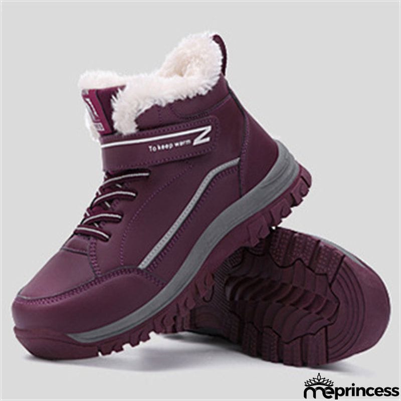 Winter Warm Plush Round Toe TPR Sole Women Snow Boots for Walking