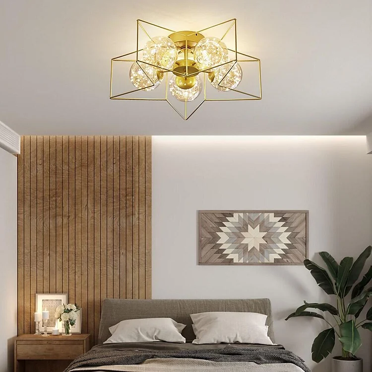 5 Light Geometric Cluster LED Flush Mount Ceiling Light for Bedroom - Appledas