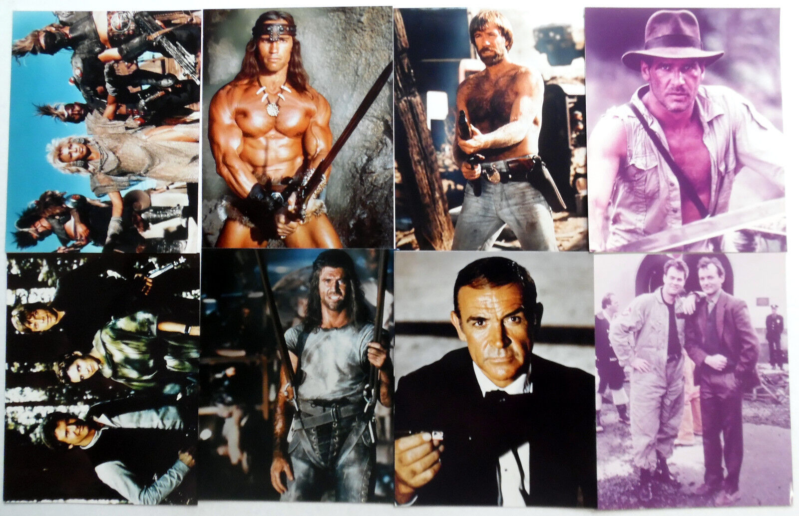 Lot Of (8) Action Adventure HUNKS Color 8 x 10 Glossy's 007 INDIANA JONES etc.