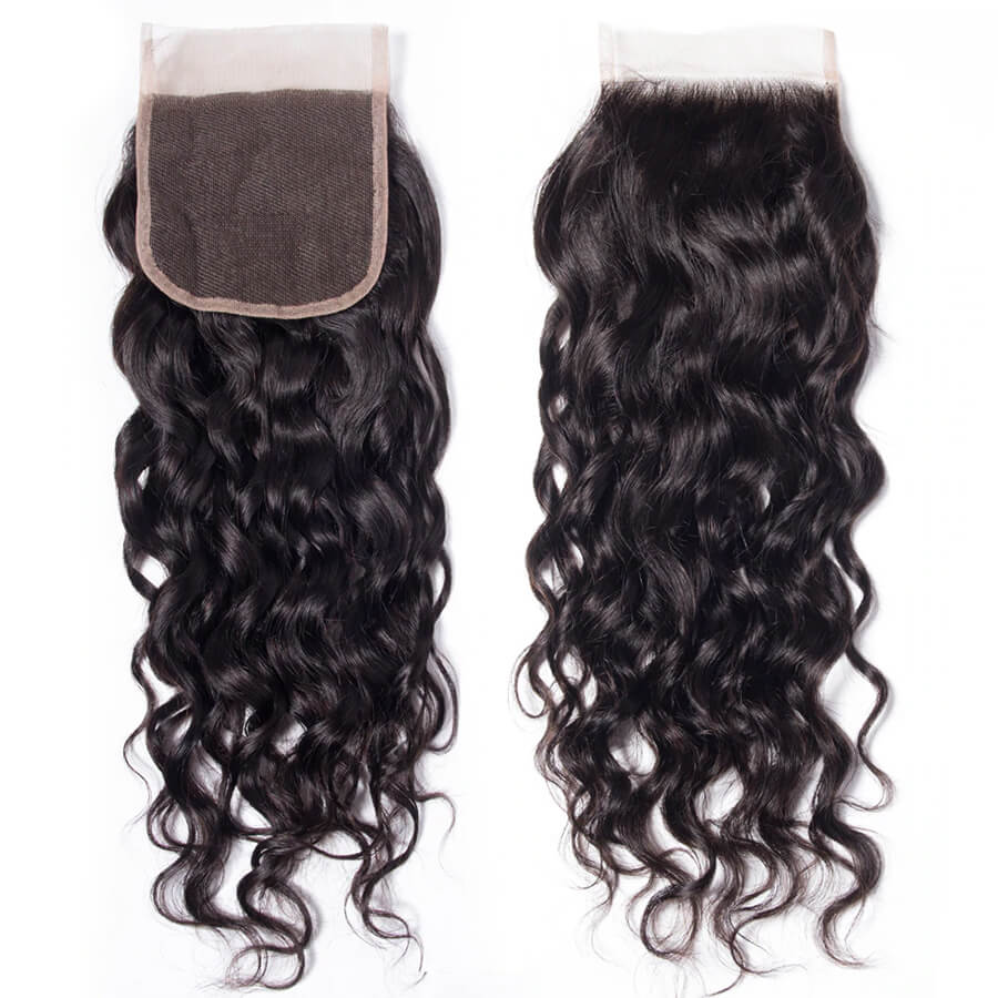 Water Wave 12A 4X4 5X5 Transparent Lace Closure Human Hair Closure  Lace Closure