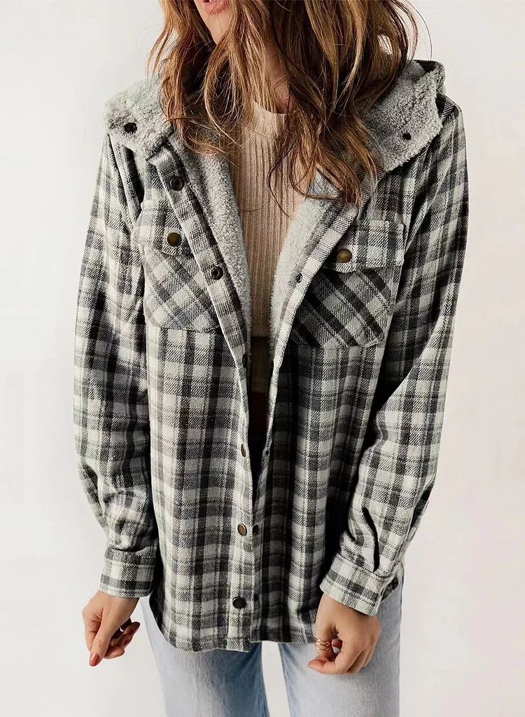 🐻Plush Check Print Hooded Coat 🔥 (Buy 2 Free Shipping)