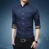 Cotton lapel long sleeve casual shirt