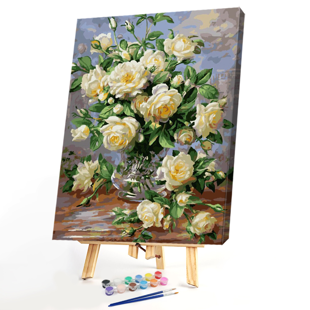 

30*40CM - Paint By Numbers - White Rose, 501 Original
