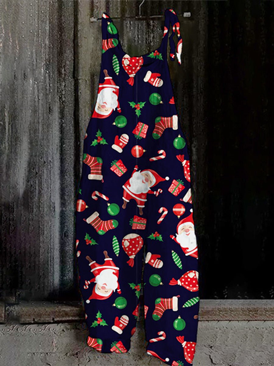 Christmas Print Vintage Casual Jumpsuit