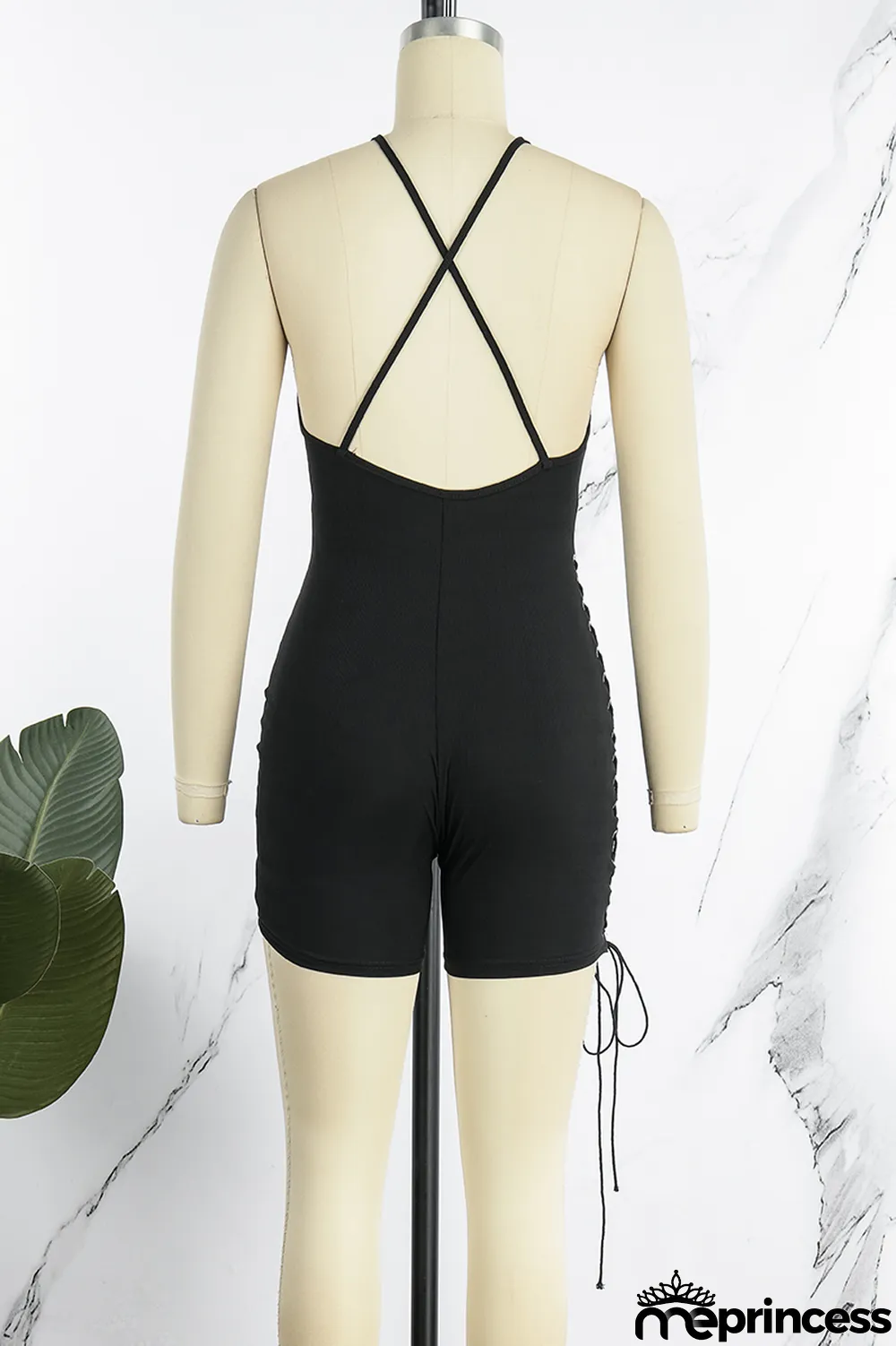 White Sexy Casual Solid Backless V Neck Skinny Romper