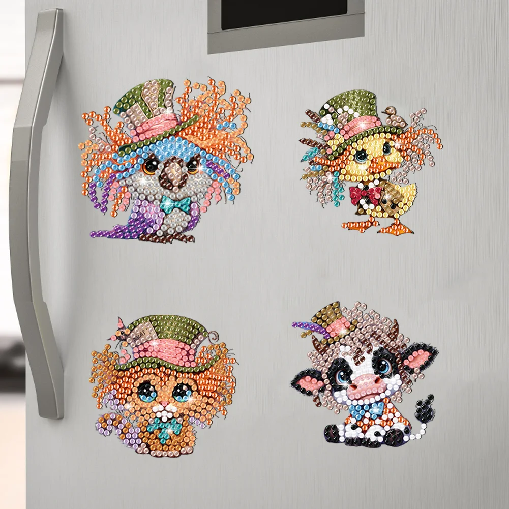 6Pcs DIY Animal Acrylic Special Shape Fridge Stickers Diamond Painting Fridge Magnet