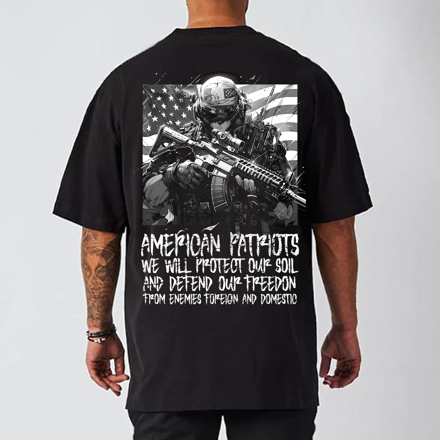 American Patriots We Will Protect Our Soil Men's Short Sleeve T-shirt